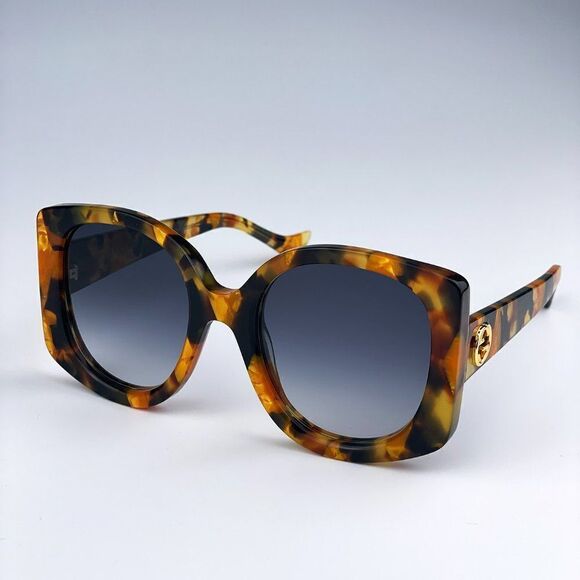 NEW Gucci GG1257S 004 Havana Gradient Blue Butterfly Oversized Women Sunglasses